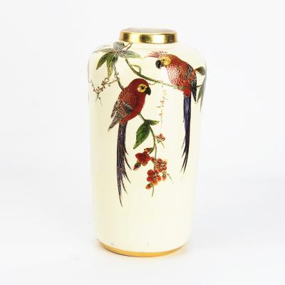 China Home Decoration Tall Bird Pattern Flower Vase Transitional Ceramic Floor Vase V040 Custom Vase for sale