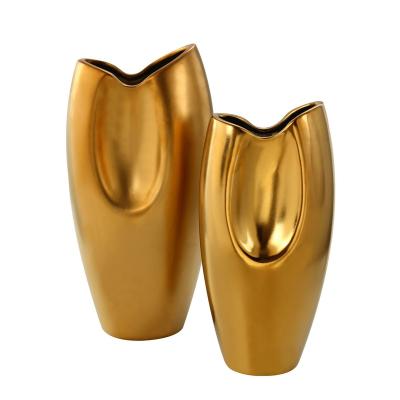 China Modern Ceramic Vase Gold Tabletop Vase Flower Vase INS Table White Vase Sets Black Home Decoration for sale