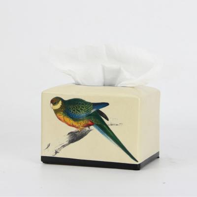 China T009 eco-friendly painted bird ceramic table facial tissue box napkin holder wet naplkin canister for sale