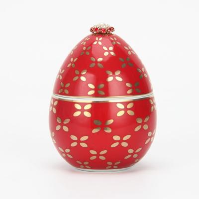 China C035 Wholesale Home Decoration Luxury Ceramic Candle Holder With Red Diamond Wedding Party Gift Candle Container for sale