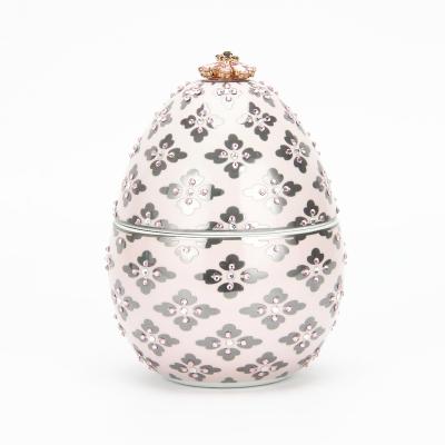 China Christmas Home Fancy Decoration C030 Ceramic Candle Jars Pink Egg Candle Container Candy Box for sale