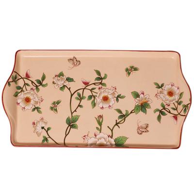 China BR014 Bathroom Pink Stocked Ceramic Tray Set Blue Shower Tray Home Decor Serving Tray for sale