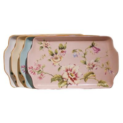 China BR013 Sustainable Luxury Ceramic Flower Tray Bathroom Accessory Set Custom Ceramic Bath Tray for sale