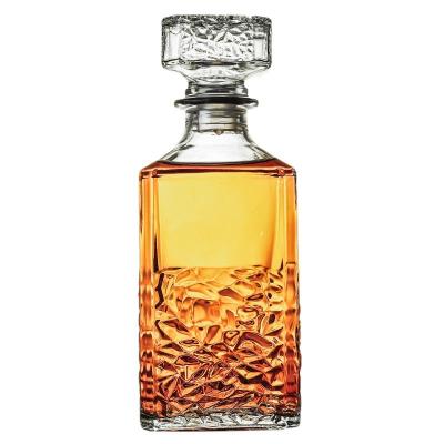 China Wholesale Glass Bottle Home Furniture Square Bottle 950ML Beverage Whiskey Foreign Wine Bottle for sale