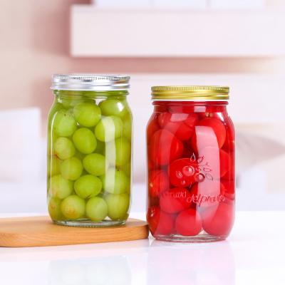 China High Quality Glass Food Mason Jar 250ml 300ml 500ml 750ml 1L Food Storage Container For Honey Pickle Jelly Jam for sale