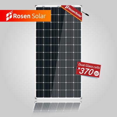 China Rosen 370W Mono Bifacial Frameless Solar Panels 370W Solar Panels Price RS370M-72DG for sale