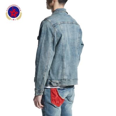 China WHOLESALE INDIGO RED BANDANA DENIM JACKET BREATHABLE MEN'S JACKET for sale