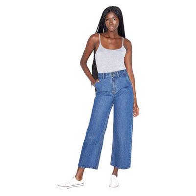 China Viable jeans female light blue loose waist new high nine points wide leg straight pants woman for sale