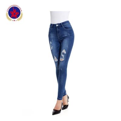 China Wholesale Women Jeans Stretch Tops Sustainable Skinny Denim Pants for sale