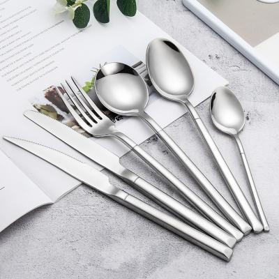 China Reusable Stainless Steel Cutlery Spoon Fork Knife Eco Friendly Silverware Reusable Silverware Set for sale