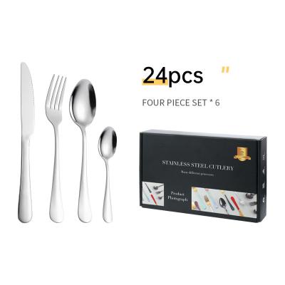 China Factory Price Viable New Gift Box 24Piece Silveware Set Stainless Steel Portable Cutlery Set 24pcs Weeding Party for sale