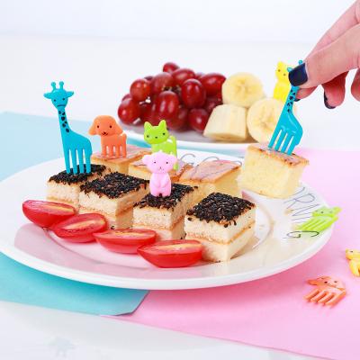 China Bento Box Party Cake Decorative Food Grade Fruit Shape Animal Kid Viable Set Plastic Fork Food Picks For Child for sale