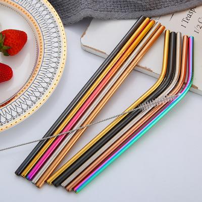 China Stainless Steel Metal Straw High Quality Custom Colored Viable Reusable Drinking Straw for sale