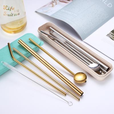 China Sustainable Reusable Straw Straw Custom Logo Drinking Boba Straw Set Food Grade Stainless Steel Metal for sale