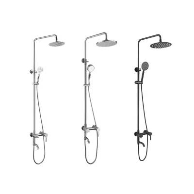 China With Slide Bar Stainless Steel Wall Mount Shower Sets Bathroom Rainfall Hot And Cold Water Mixer Taps Taps Shower Sets for sale