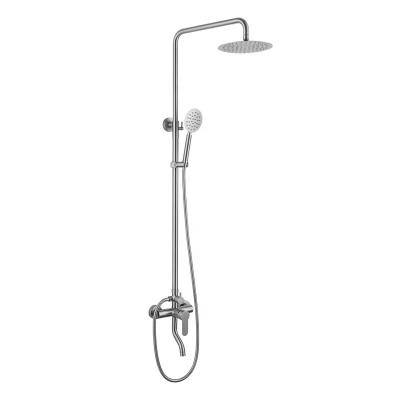 China With Slide Bar Stainless Steel Wall Mount Shower Sets Bathroom Rainfall Hot And Cold Water Mixer Taps Thermostatic Faucets Shower Sets for sale