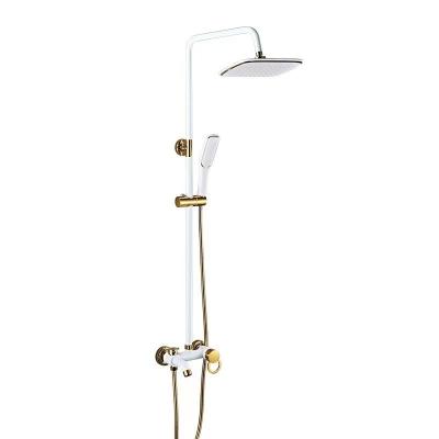 China With Brass Slide Bar Wall Mount Shower Sets Bathroom Rainfall Hot And Cold Water Mixer Taps Black/White Gold Taps Shower Sets for sale