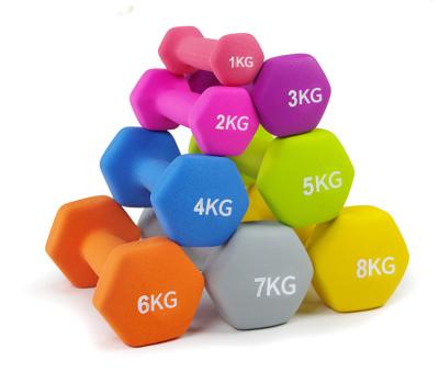 China Plastic Dip In Colored Type 0.5-10kg Neoprene Dumbbell Dumbbell Set For Gym Exercise for sale