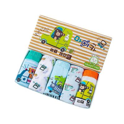 China 026 Bear Design Soft Breathable Korean 100% Cotton 2-14 Years Boys Underwear 5 Pack Children Panties for sale