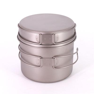 China Lightweight Outdoor Accessories Cookware Set Pure Titanium Combination Picnic Portable Cooking Pot Cooker Camping for sale