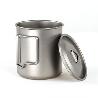 China Viable Ultralight Titanium Water Cup Mug With Foldable Handle Outdoor Portable Camping Picnic 300ml/350ml/550ml/650ml for sale