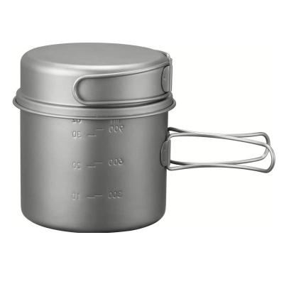 China Cookware Lightweight Titanium Portable Outdoor Pot With Pan Customer Logo For Hiking Camping Activities for sale