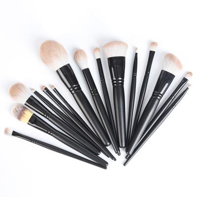 China Angular Blush Vegan Luxury Black Wooden Handle Makeup 15pcs Beauty Set Brush Cosmetic Makeup Brush Maquiagem for sale