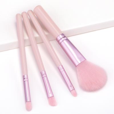 China Angular Blush 4 Piece Cosmetic Cute Pink Vegan Mini Portable Makeup Brushes For Beginner Blush Brush Wholesales for sale