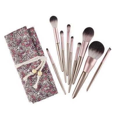 China Angular Blush Wholesale New Style Synthetic Vegan Makeup Brush Set Pink , With Case 9pieces Make Up Brushes Private Label for sale