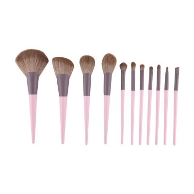 China Angular Blush Wholesale 10pcs Makeup Brushes For Beginners Pink Handle Beauty Tools Custom Made Makeup No Play Brush No Logo for sale