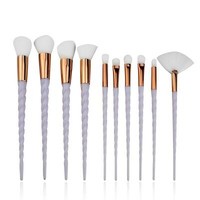 China Angular Blush 10pcs Makeup Set Brush Wholesale Private Label, Spiral Soft Synthetic Hair Full Makeup Brush Sets for sale