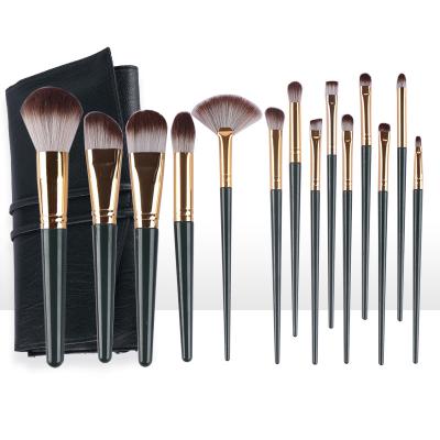 China Angular Blush Low Moq Professional Wholesale 14pcs Makeup Brush Set, Custom Private Label Vegan Makeup Brush Set with Case for sale