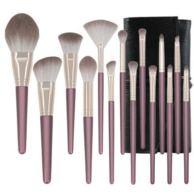 China Angular Blush 2021 New 14pcs Professional Makeup Brush Set With PU Bag, OEM High Quality Makeup Brushes for sale