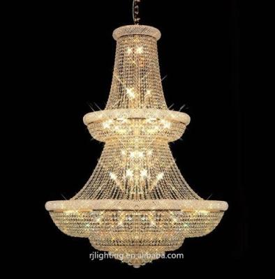 China Large Modern European Crystal Foyer Custom Made k9 Wedding Hanging Hotel Light Gold Lamp Chandelier Luxury Gold Porcelain Chandelier for sale