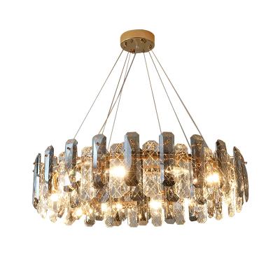 China Modern Luxury Modern Brass Material LED Dining Table Pendant Lamp Crystal Chandelier for sale