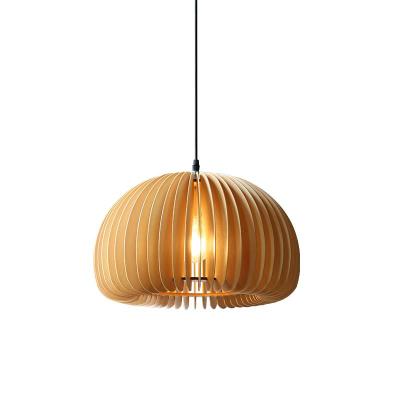 China Modern Simple Round Bedroom Bar Style Log Hanging Lamps And Modern Wood Chandelier for sale