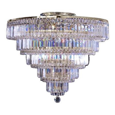 China Surface Mounted Crystal Ceiling Lights and Lighting 5 Layers Hotel Room High Quality Crystal Decoration Lamp for sale