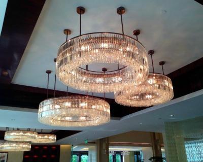 China Modern Pendant Light Low Ceiling Ballroom Banquet Lamp Hotel Round Ceiling Light Circular Crystal Chandelier for sale