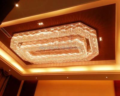 China Hotel Modern Decorative Rectangle Modern Polygon Factory Crystal Chandelier Lamp For Low Ceiling Banquet Lobby for sale