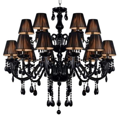 China 18 Light Glass Arm Modern Traditional Candle Chandelier Ceiling Light Black Pendant for sale