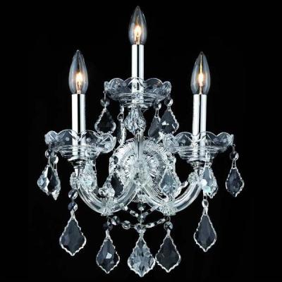 China Zhongshan Modern Classic 3 Lights Crystal Wall Sconce Chandelier Light Silver For Lobby Foyer for sale