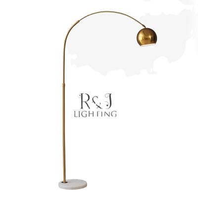 China Modern minimalist living room bedroom sofa designer marble gold base arched LED floor lamp for sale