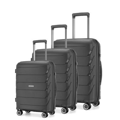 China Chinese supplierwholesale 3 pcs 4 wheeled 3 pcs pp trolley suitcase 20' 24' 28' inch luggage set pp luggage set for girl travel used for sale