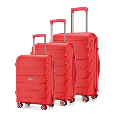 China Custom Logo Printing PP Luggage Sets Hard Travel Trolley Set Suitcase PP Shell Luggage Handbag for sale