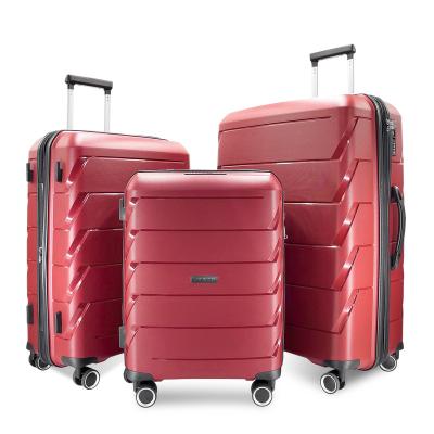 China Factory Sales Aluminum PP Tie Rod Luggage Suitcase 3pcs Set With TSA Lock Spinner Wheel For Travel Use for sale