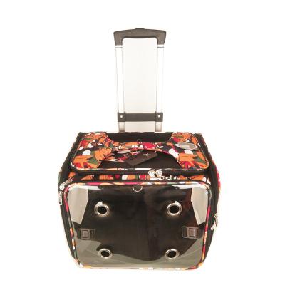 China 2021 New Fashion Pet Luggage Suitcase Folding Pet Luggage Case Pull-Down Trolley With Detachable Wheels 16.5 Inch for sale