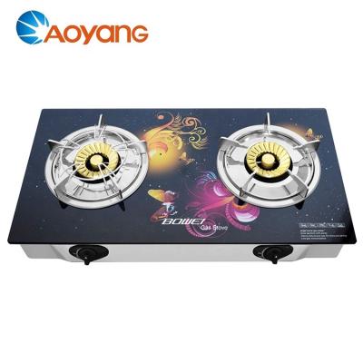 China China supplier 3d tempered glass top gas stove 2 burner ceramic/glass wholesale for sale