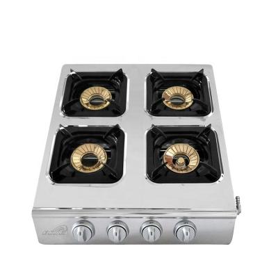 China Household Energy Saving 4 Burner Stainless Steel Portable Gas Stove with Iron Burner for sale