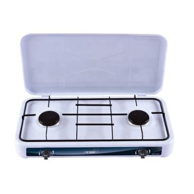 China Household 0.5mm paint or cold enameled Europe table leaf cooktop portable camping gas stove with double burner for sale