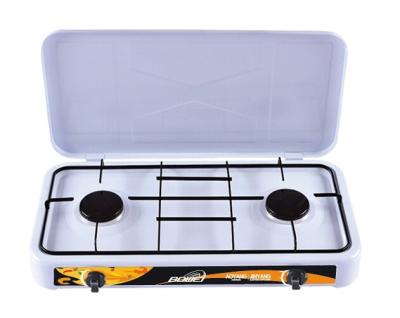 China Household 2 Burner Gas Cooker Europe Kitchen Tabletop Stove With Cover for sale